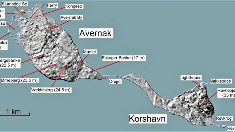 Skyggekort Avernakø. Geopark Det Sydfynske Øhav