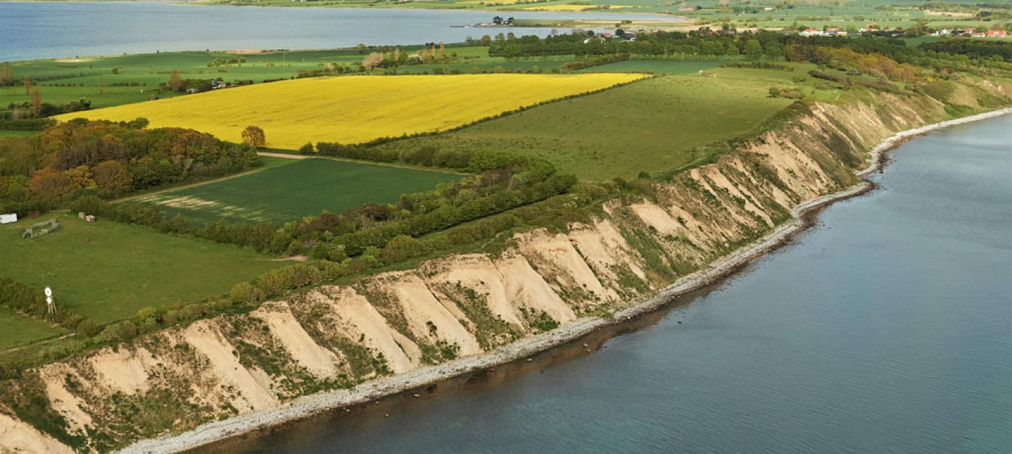 Ristinge Klint. Luftfoto. Geopark Det Sydfynske Øhav