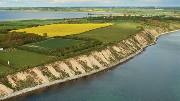 Ristinge Klint. Luftfoto. Geopark Det Sydfynske Øhav