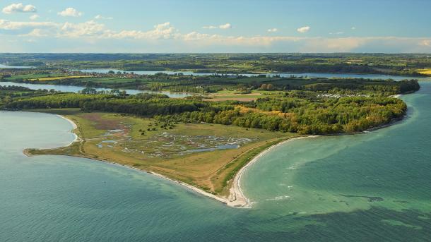 Thurø Rev og Østerskov. Luftfoto. Geopark Det Sydfynske Øhav.